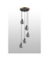 Placid 48cm Round Pendant 5 Light E14 15cm Round Textured Smooth / Ribbed Glass Shade Brass Smoke Plated & Satin Black-8