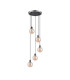 Placid 48cm Round Pendant 5 Light E14 15cm Round Glass Shade Satin Nickel Amber Plated & Satin Black-3