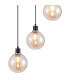 Placid 48cm Round Pendant 5 Light E14 15cm Round Glass Shade Satin Nickel Amber Plated & Satin Black-6