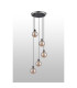 Placid 48cm Round Pendant 5 Light E14 15cm Round Glass Shade Satin Nickel Amber Plated & Satin Black-7