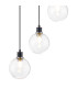 Placid 48cm Round Pendant 5 Light E14 15cm Round Glass Shade Satin Nickel Clear & Satin Black-7