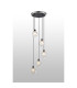 Placid 48cm Round Pendant 5 Light E14 15cm Round Crackled Glass Shade Satin Nickel Clear & Satin Black-3