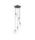 Placid 48cm Round Pendant 5 Light E14 15cm Round Crackled Glass Shade Satin Nickel Clear & Satin Black-4