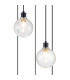 Placid 48cm Round Pendant 5 Light E14 15cm Round Crackled Glass Shade Satin Nickel Clear & Satin Black-6