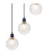 Placid 48cm Round Pendant 5 Light E14 15cm Round Textured Crumple Glass Shade Satin Nickel Clear & Satin Black-7