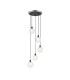 Placid 48cm Round Pendant 5 Light E14 15cm Round Dimpled Glass Shade Satin Nickel Clear & Satin Black-1