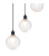 Placid 48cm Round Pendant 5 Light E14 15cm Round Dimpled Glass Shade Satin Nickel Clear & Satin Black-6