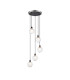Placid 48cm Round Pendant 5 Light E14 15cm Round Textured Melting Glass Shade Satin Nickel Clear & Satin Black-1