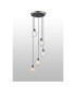 Placid 48cm Round Pendant 5 Light E14 15cm Round Textured Melting Glass Shade Satin Nickel Clear & Satin Black-3
