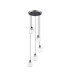 Placid 48cm Round Pendant 5 Light E14 15cm Round Textured Melting Glass Shade Satin Nickel Clear & Satin Black-4