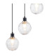 Placid 48cm Round Pendant 5 Light E14 15cm Round Textured Melting Glass Shade Satin Nickel Clear & Satin Black-7