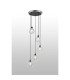 Placid 48cm Round Pendant 5 Light E14 15cm Round Ribbed Glass Shade Satin Nickel Clear & Satin Black-3