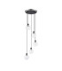 Placid 48cm Round Pendant 5 Light E14 15cm Round Ribbed Glass Shade Satin Nickel Clear & Satin Black-4