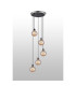 Placid 48cm Round Pendant 5 Light E14 15cm Round Segment Glass Shade Satin Nickel Amber Plated & Satin Black-3