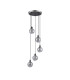 Placid 48cm Round Pendant 5 Light E14 15cm Round Segment Glass Shade Satin Nickel Smoke Plated & Satin Black-4