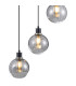Placid 48cm Round Pendant 5 Light E14 15cm Round Segment Glass Shade Satin Nickel Smoke Plated & Satin Black-7