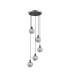 Placid 48cm Round Pendant 5 Light E14 15cm Round Glass Shade Satin Nickel Smoke Plated & Satin Black-1