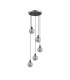 Placid 48cm Round Pendant 5 Light E14 15cm Round Glass Shade Satin Nickel Smoke Plated & Satin Black-4