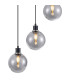 Placid 48cm Round Pendant 5 Light E14 15cm Round Glass Shade Satin Nickel Smoke Plated & Satin Black-7