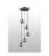 Placid 48cm Round Pendant 5 Light E14 15cm Round Glass Shade Satin Nickel Smoke Plated & Satin Black-8