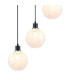 Placid 48cm Round Pendant 5 Light E14 15cm Round Speckled Glass Shade Satin Nickel White & Satin Black-6