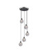 Placid 48cm Round Pendant 5x E14 15cm Round Textured Smooth / Ribbed Glass Shade Satin Nickel Smoke Plated & Satin Black-1