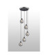Placid 48cm Round Pendant 5x E14 15cm Round Textured Smooth / Ribbed Glass Shade Satin Nickel Smoke Plated & Satin Black-3