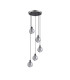 Placid 48cm Round Pendant 5x E14 15cm Round Textured Smooth / Ribbed Glass Shade Satin Nickel Smoke Plated & Satin Black-4