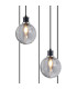 Placid 48cm Round Pendant 5x E14 15cm Round Textured Smooth / Ribbed Glass Shade Satin Nickel Smoke Plated & Satin Black-6