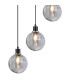 Placid 48cm Round Pendant 5x E14 15cm Round Textured Smooth / Ribbed Glass Shade Satin Nickel Smoke Plated & Satin Black-7