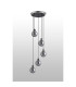 Placid 48cm Round Pendant 5x E14 15cm Round Textured Smooth / Ribbed Glass Shade Satin Nickel Smoke Plated & Satin Black-8