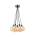 Placid 45cm Round Cluster Pendant 7 Light E14 15cm Round Glass Shade Brass Amber Plated & Satin Black-1