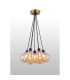 Placid 45cm Round Cluster Pendant 7 Light E14 15cm Round Glass Shade Brass Amber Plated & Satin Black-3