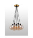 Placid 45cm Round Cluster Pendant 7 Light E14 15cm Round Glass Shade Brass Amber Plated & Satin Black-7