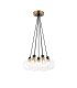 Placid 45cm Round Cluster Pendant 7 Light E14 15cm Round Glass Shade Brass Clear & Satin Black-1