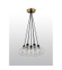 Placid 45cm Round Cluster Pendant 7 Light E14 15cm Round Glass Shade Brass Clear & Satin Black-7
