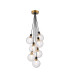 Placid 45cm Round Cluster Pendant 7 Light E14 15cm Round Crackled Glass Shade Brass Clear & Satin Black-1