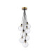 Placid 45cm Round Cluster Pendant 7 Light E14 15cm Round Crackled Glass Shade Brass Clear & Satin Black-4