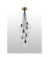 Placid 45cm Round Cluster Pendant 7 Light E14 15cm Round Crackled Glass Shade Brass Clear & Satin Black-7