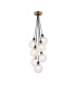 Placid 45cm Round Cluster Pendant 7 Light E14 15cm Round Textured Crumple Glass Shade Brass Clear & Satin Black-1