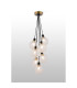 Placid 45cm Round Cluster Pendant 7 Light E14 15cm Round Textured Crumple Glass Shade Brass Clear & Satin Black-3