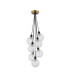 Placid 45cm Round Cluster Pendant 7 Light E14 15cm Round Textured Crumple Glass Shade Brass Clear & Satin Black-4
