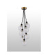 Placid 45cm Round Cluster Pendant 7 Light E14 15cm Round Textured Crumple Glass Shade Brass Clear & Satin Black-7