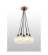 Placid 45cm Round Cluster Pendant 7 Light E14 15cm Round Textured Diamond Pattern Glass Shade Brass Clear & Satin Black-3