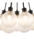 Placid 45cm Round Cluster Pendant 7 Light E14 15cm Round Textured Diamond Pattern Glass Shade Brass Clear & Satin Black-6