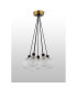 Placid 45cm Round Cluster Pendant 7 Light E14 15cm Round Textured Diamond Pattern Glass Shade Brass Clear & Satin Black-7
