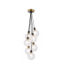 Placid 45cm Round Cluster Pendant 7 Light E14 15cm Round Dimpled Glass Shade Brass Clear & Satin Black-1