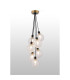 Placid 45cm Round Cluster Pendant 7 Light E14 15cm Round Dimpled Glass Shade Brass Clear & Satin Black-3