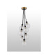 Placid 45cm Round Cluster Pendant 7 Light E14 15cm Round Dimpled Glass Shade Brass Clear & Satin Black-7
