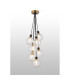 Placid 45cm Round Cluster Pendant 7 Light E14 15cm Round Textured Melting Glass Shade Brass Clear & Satin Black-3